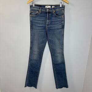 RE/DONE Jeans High Rise Stretch Slim Raw Hem Full Length Jeans Women's 26